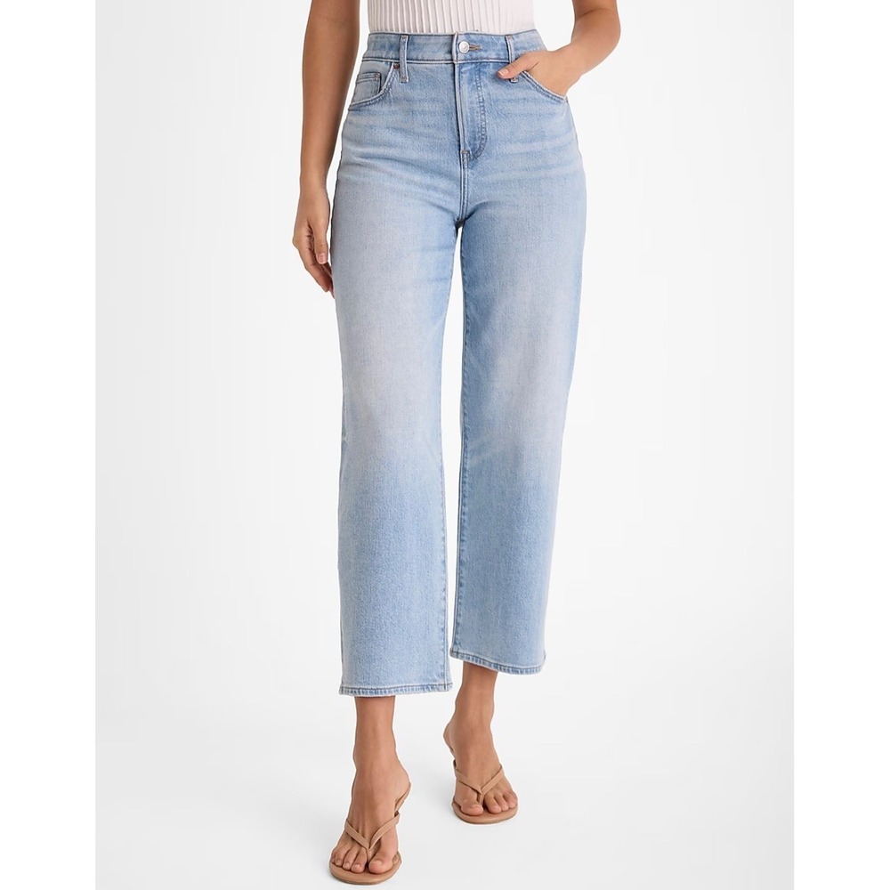 Express Womens Relaxed Straight Ankle High‎ Rise Denim Jeans Size 14R NWT